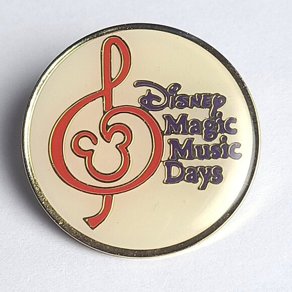 Vintage Disney Magic Music Days Lapel Pin Badge Round Gold Tone - Picture 1 of 7